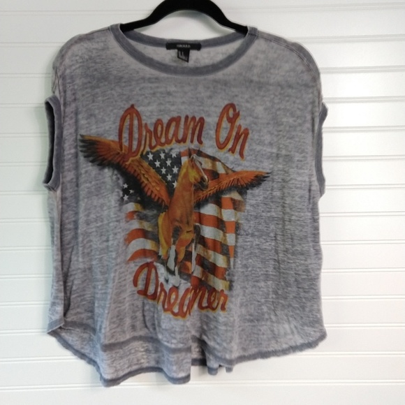 Forever 21 Tops - FOREVER 21 | Burnout Cropped Patriotic Tank